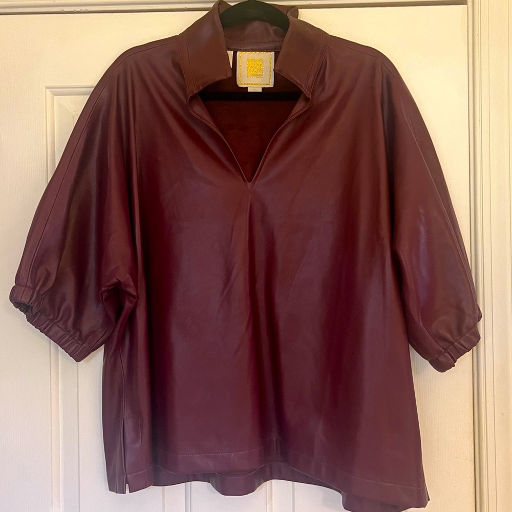 Emily Mccarthy faux leather Poppy top XL